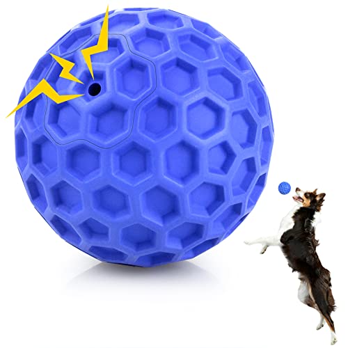 DISSKNIC Indestructible Squeaky Dog Ball, Relieves Anxiety, Cleans Teeth, Interactive Chew Toy for Aggressive Chewers, Dog Toy for Large Breeds, Outdoor Waterproof