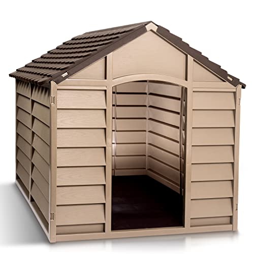 Starplast Small Dog Kennel: 1 Outdoor Plastic Pet House, Weather & Water Resistant, Easy to Assemble, 27.9 x 27.9 x 26.8 Inches, 2 Color Options 10-701