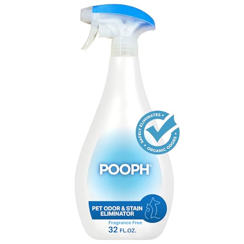 POOPH® Pet Spray Odor Eliminator Non-Toxic Fragrance-Free Pet Odor Eliminator for Home and Auto Eliminates Organic Odors from Carpets Floors Upholstery, Fast-Acting Safe for Pets People and the Planet