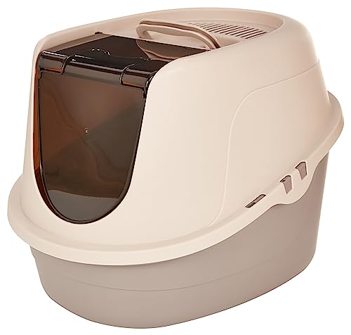 Amazon Basics No-Mess Enclosed Hooded Cat Litter Box, Standard, Multicolor, 21 in x 16 in x 15 in