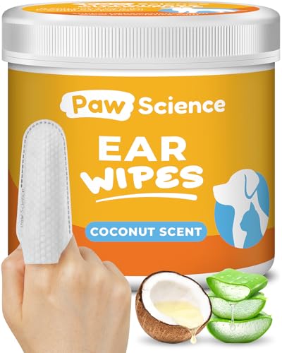 Paw Science Dog Ear Cleaner Wipes – Finger Wipes for Dogs – Cleaning, Soothing, and Deodorizing Itchy Ears – Pet Ear Relief Solution