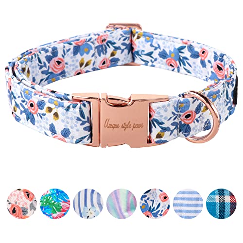 Unique style paws Dog Collar Metal Buckle Red Rose Collar Flower Gift Durable Cute Collar for Small Medium Large Boys Girls Dogs