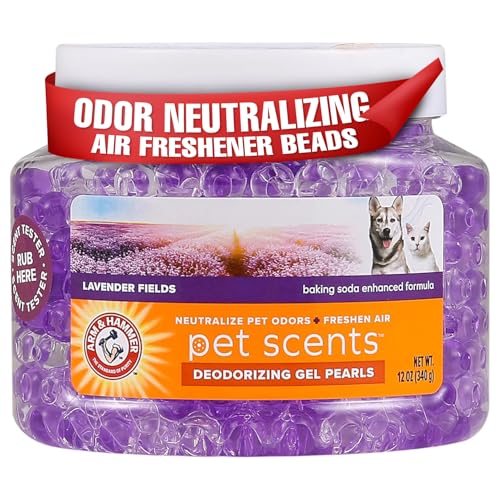 Arm & Hammer Air Freshener Gel - Pet Odor Eliminator with Baking Soda - Odor Absorbing Gel Beads for Cats & Dogs - Pet Deodorizer and Air Neutralizer for Home - Natural Freshness Lavender Fields 12 oz