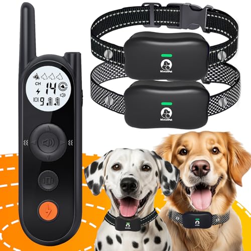 MIMOFPET Wireless Dog Fence System for 2 Dogs - Up to 3500ft Adjustable Electric Fence for Dogs,Waterproof Dog Training Collar Rechargeable,Pet Containment System for Large Medium Dogs